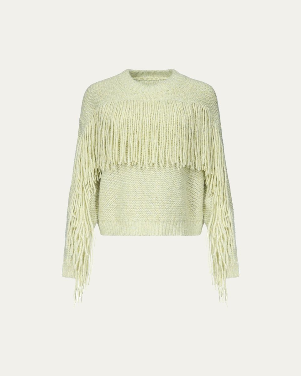 x Henry Zankov Cornelia Fringed Shimmer-Knit Sweat